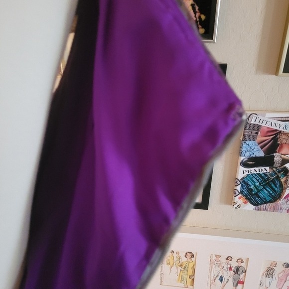 Vintage 50's Handmade Ruched Silk Dark Watercolor Off the Shoulder Top - Picture 10 of 10